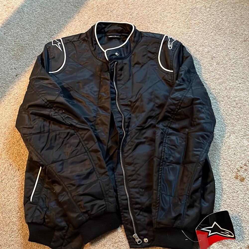 Alpinestars Black Bomber Jacket with White Piping